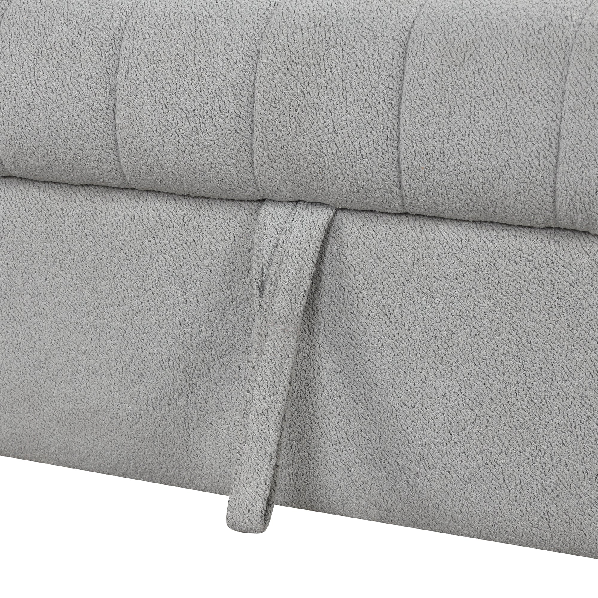 Modern L-shaped Sectional Pull Out Sofa Bed with USB Ports & Storage Ottoman, Gray Jacquard Fabric, 82.6' - Grand Goldman Shop