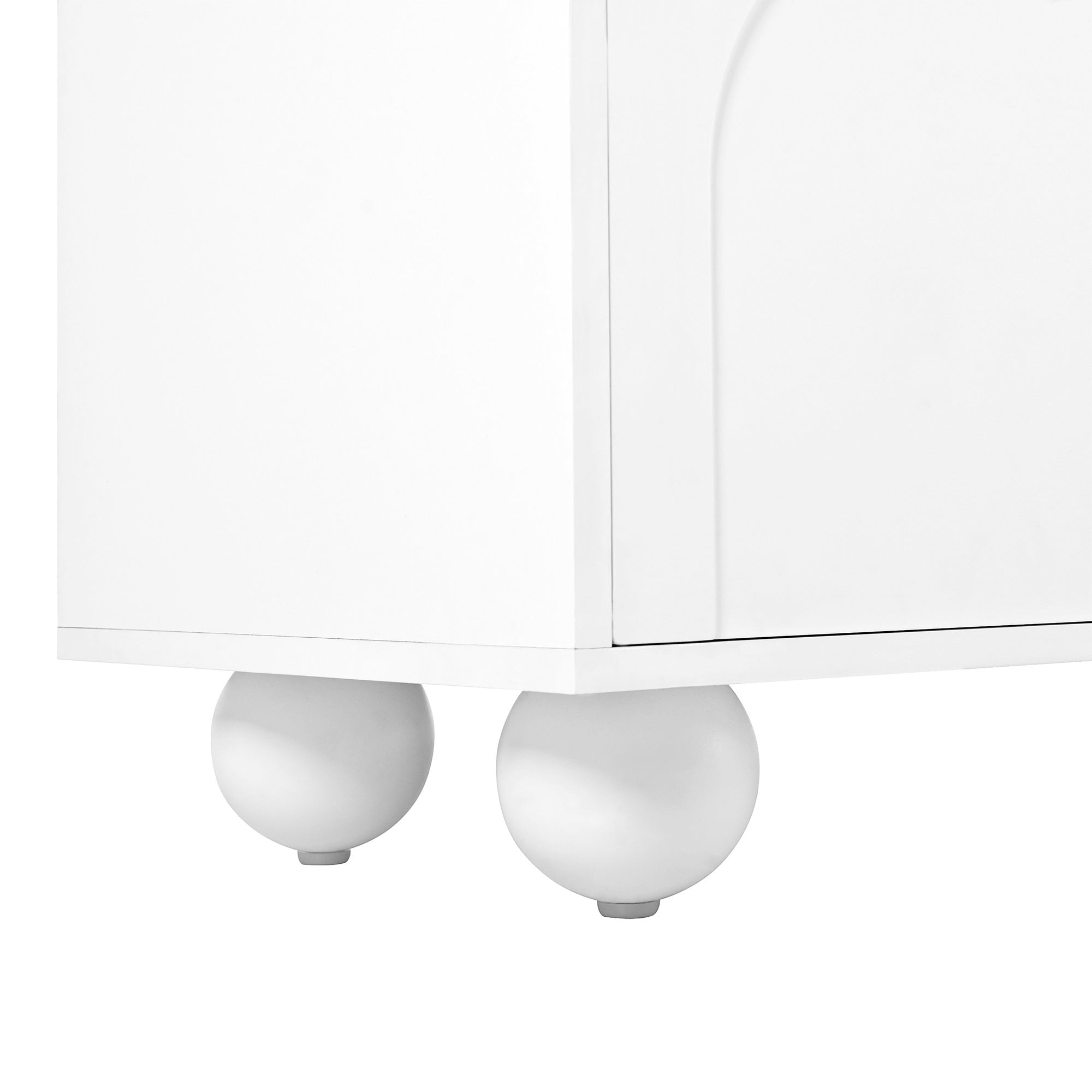 ON-TREND Cream Style TV Stand with Arched Doors & 2 Drawers for TVs up to 75', Minimalist Media Console with Rebound Device, Entertainment Center with 5 Iron Round Legs for Living Room, Bedroom, White - Grand Goldman Shop
