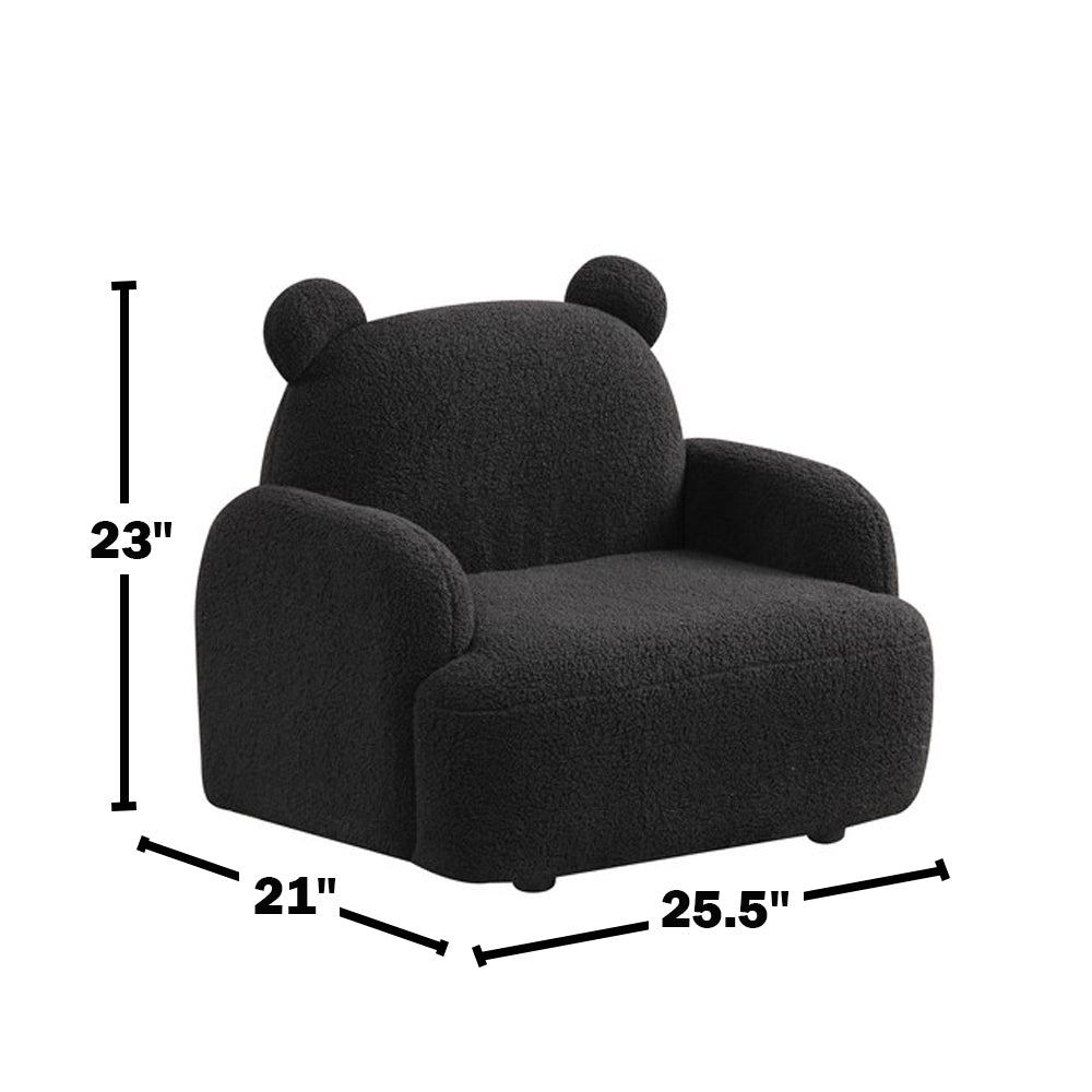 Sherpa Upholstered Bear-Shaped Kids Armchair, Black | Premium Home Decor - Grand Goldman