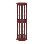 Corner Curio Cabinet Lighted Corner Display, Glass Display Shelf Shelving Bar cabinet with Tempered Glass Door, Bar Cabinet,Cabinet with Adjustable Shelf Glass Cabinet Shelves Bead Bulb Included - Grand Goldman Shop