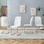 Modern Dining Chairs with Faux Leather Padded Seat and Metal Legs in White, Set of 4 - Grand Goldman Shop