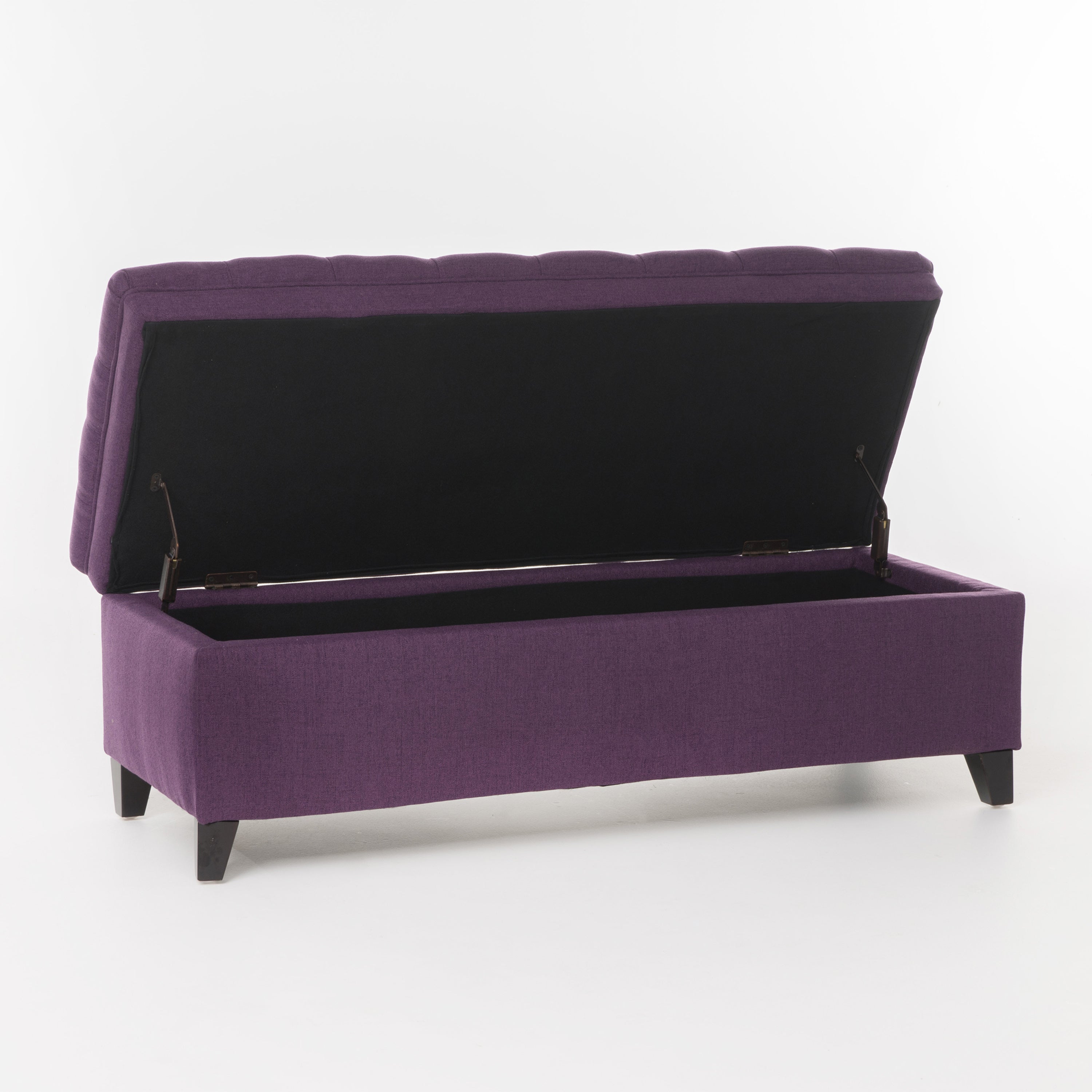 Juliana Storage Ottoman Purple Fabric with Birch Legs 50x20.5x18.3 Inch - Grand Goldman Shop