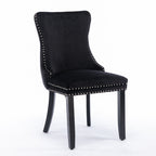 Upholstered Wing-Back Dining Chair with Backstitching Nailhead Trim and Solid Wood Legs,Set of 2, Black,SW8809BK, KD - Grand Goldman Shop