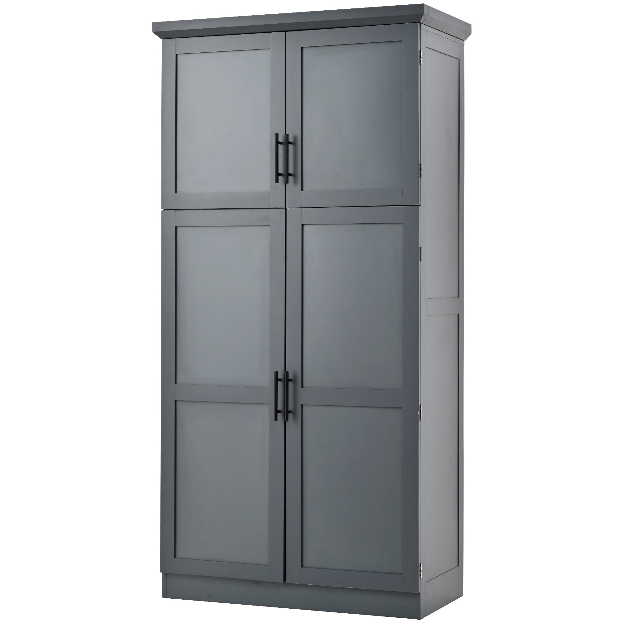 [Assembly Video Provided] TOPMAX 35.5x17.6x70.9inch Freestanding Kitchen Pantry Cabinet, Tall Storage Cabinet with 4 Doors, 2 Door Shelves, 8 Pull-out Trays and Adjustable Shelf for Dining Room, Gray - Grand Goldman Shop