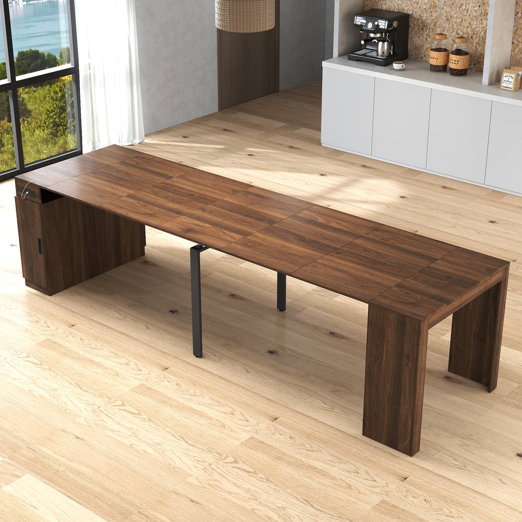 Modern Multifunctional Extendable Dining Table with Outlet, Space Saving Expanding Table with Storage for Party, Weddings, Meetings, Celebrations - Grand Goldman Shop