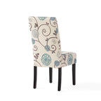 Contemporary Dining Chair Set with Rubberwood Legs in White and Blue Fabric - Grand Goldman Shop