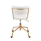 Contemporary Task Chair in Gold Metal and Cream Velvet - Grand Goldman