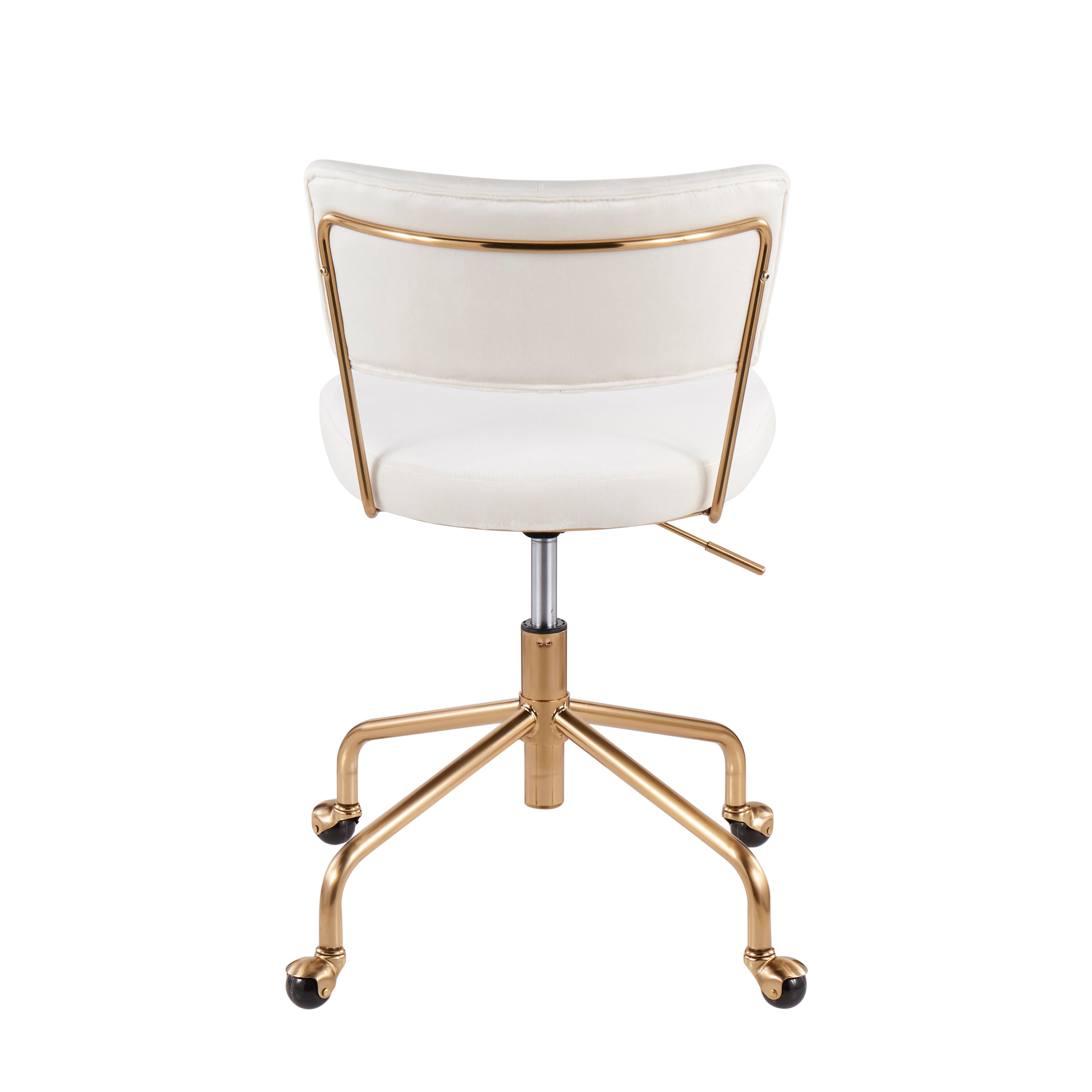 Contemporary Task Chair in Gold Metal and Cream Velvet - Grand Goldman