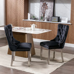 Nikki Collection Modern, High-end Tufted Solid Wood Contemporary Velvet Upholstered Dining Chair with Chrome Stainless Steel Plating Legs,Nailhead Trim,Set of 2,Black and Chrome, SW1701BK - Grand Goldman Shop