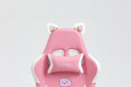 Cat Ears Pink Gaming Chair - Pink PU Leather Ergonomic Reclining Office Chair with Footrest, 310lb Capacity, 6-Position Recli