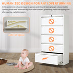 5 Drawer Metal Lateral File Cabinet , White Filing Cabinet with Lock, Lockable File Cabinet for Home Office, Locking Metal Fi