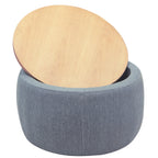 Round Storage Ottoman, 2 in 1 Function, Work as End table and Ottoman, Dark Grey (25.5'x25.5'x14.5') - Grand Goldman Shop