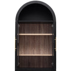 K&K 71' Tall Arched Kitchen Pantry Cabinet with 2 Large Drawers, Modern Farmhouse Kitchen Storage Cabinets with Adjustable Shelves, Glass Door, Wood Versatile Cupboard for Kitchens, Dining Room, Black - Grand Goldman Shop
