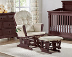 Mason Glider and Ottoman Espresso Wood and Beige Fabric - Grand Goldman Shop
