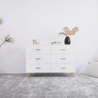 High Glossy Surface 6 Drawers Chest of Drawer with Golden Handle and Golden Steel Legs White Color Vanity - Grand Goldman Shop