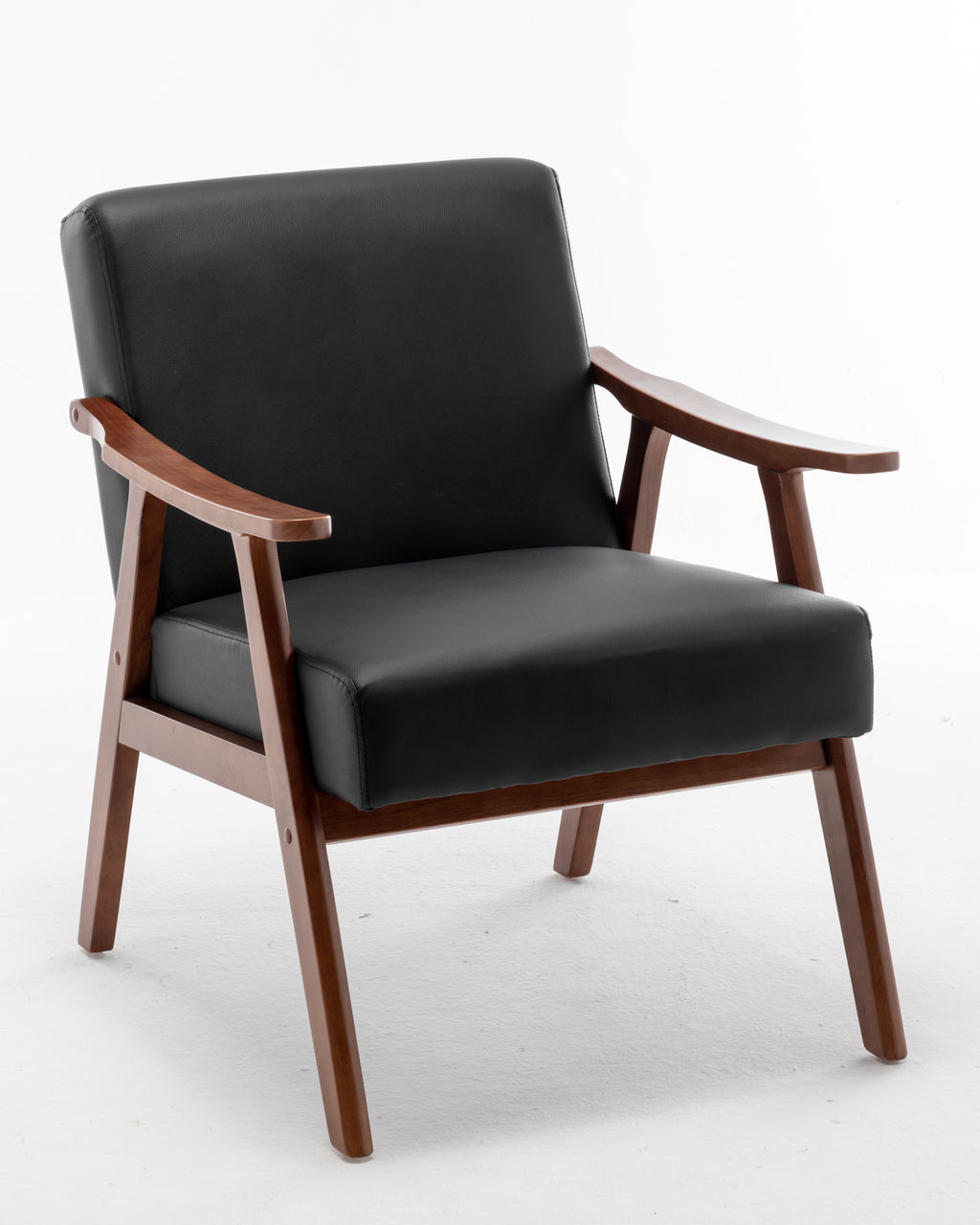 Mid-Century Modern Wingback Accent Chair with Solid Wood Frame and Extra-Thick Backrest – Lounge Chair for Living Room, Bedroom, or Reading Room - Grand Goldman Shop