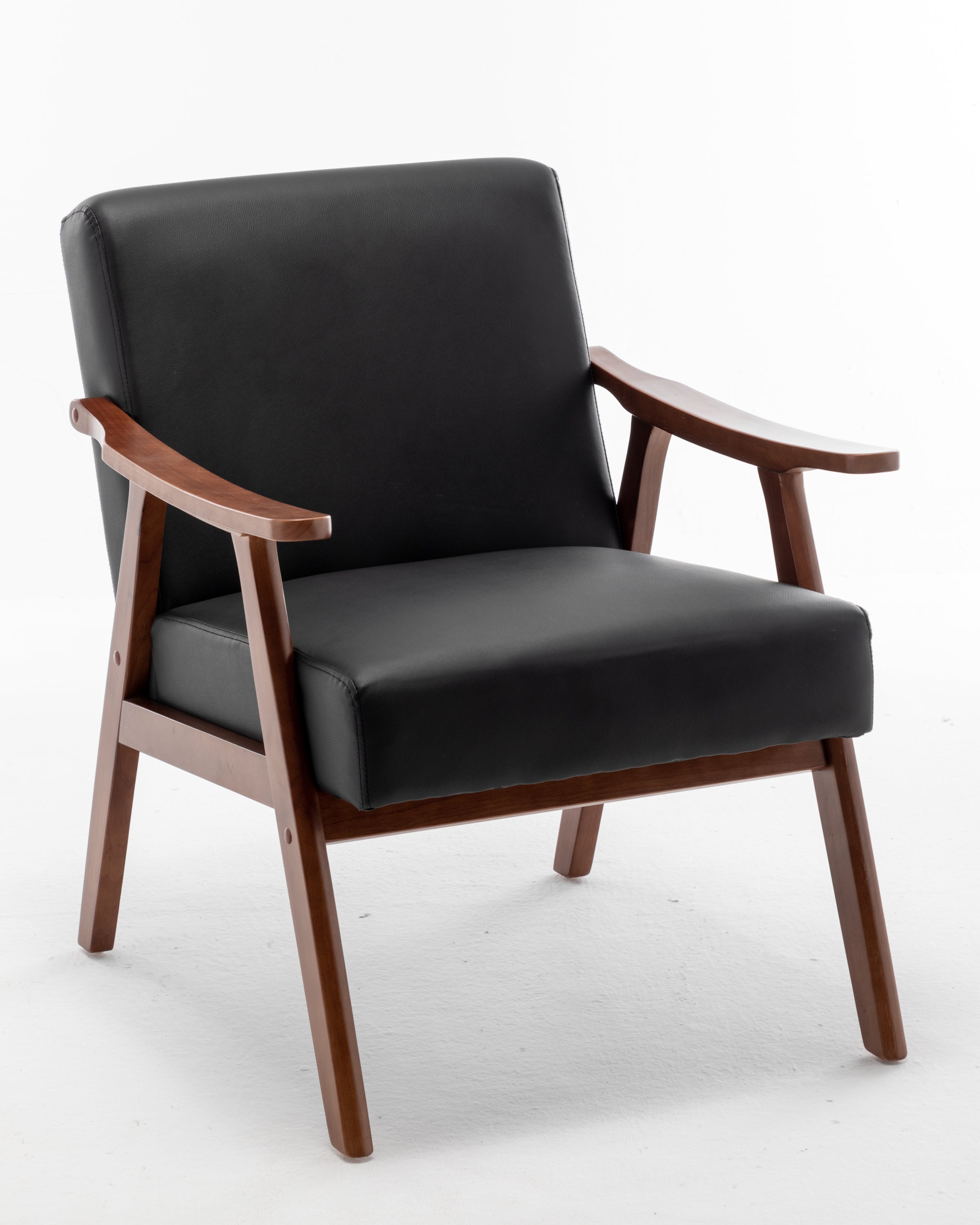 Mid-Century Modern Wingback Accent Chair with Solid Wood Frame and Extra-Thick Backrest – Lounge Chair for Living Room, Bedroom, or Reading Room - Grand Goldman Shop