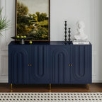 Modern Blue Lacquered 4 Door Wooden Cabinet Sideboard Buffet Server Cabinet Storage Cabinet, for Living Room, Entryway, Hallway, Office, Kitchen and Dining Room - Grand Goldman Shop