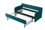 Twin Upholstered Daybed Frame with Trundle, Twin Size Sofa Bed for Bedroom Living Room Guest Room, Wood Slat Support,Emerald - Grand Goldman Shop