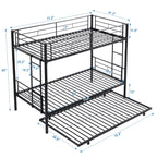 Modern Twin Over Twin Metal Bunk Bed with Trundle Black Durable Space-Saving Design - Grand Goldman Shop