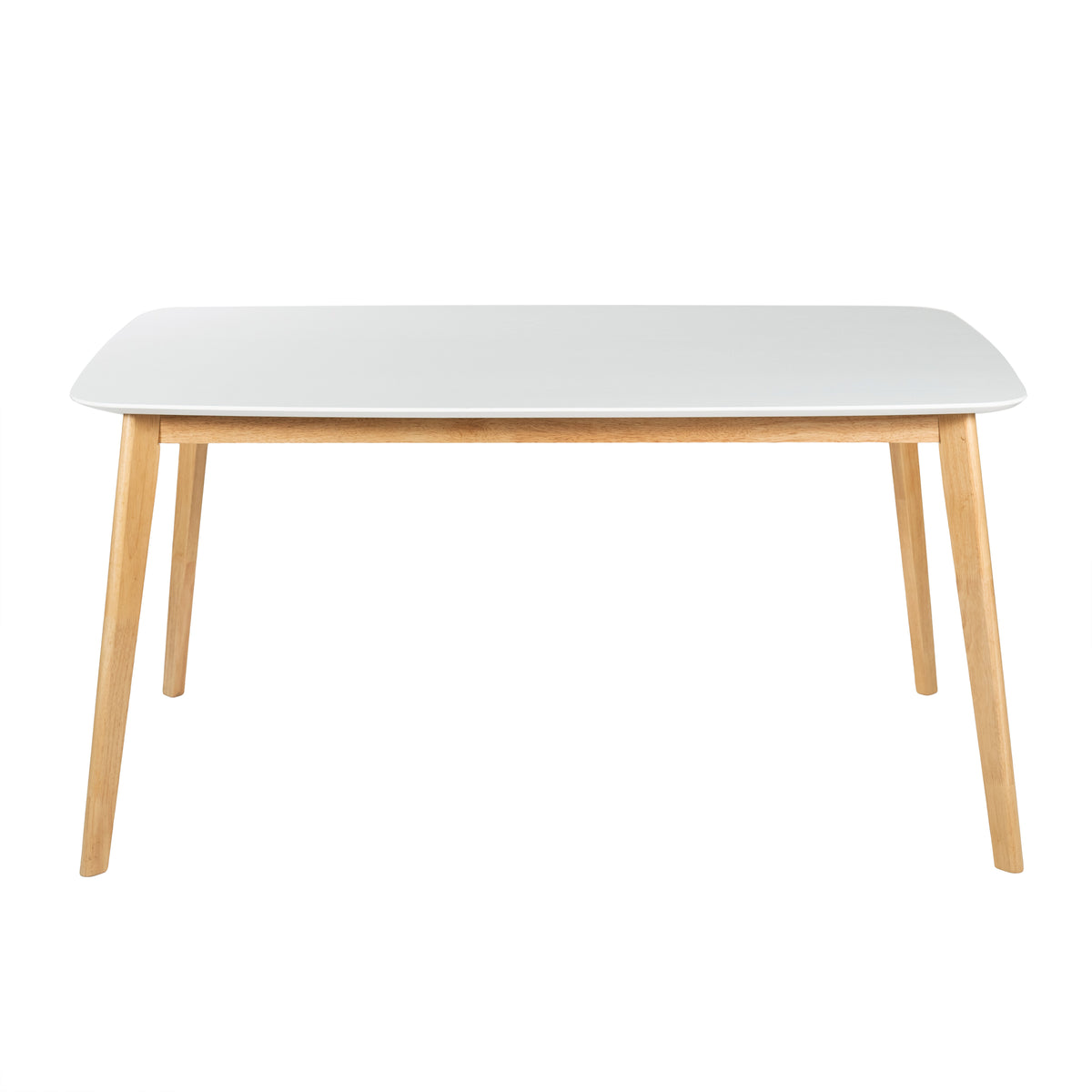 Dining Table with Splayed Rubberwood Legs & Faux Wood Tabletop, Mid-Century Modern - Grand Goldman Shop