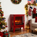 18 inch Freestanding Electric Fireplace Stove heater with 3D Flame effect,Classic Red - Grand Goldman Shop