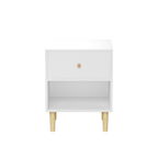 23.22''H White MDF Wooden Nightstand with One Drawer and One Shelf for Kids and Adults - Grand Goldman Shop