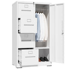 Metal Storage Vertical Filing Cabinet with Lock, Steel File Locker with 4 Drawers and 1 door for School, Living Room, Bedroom