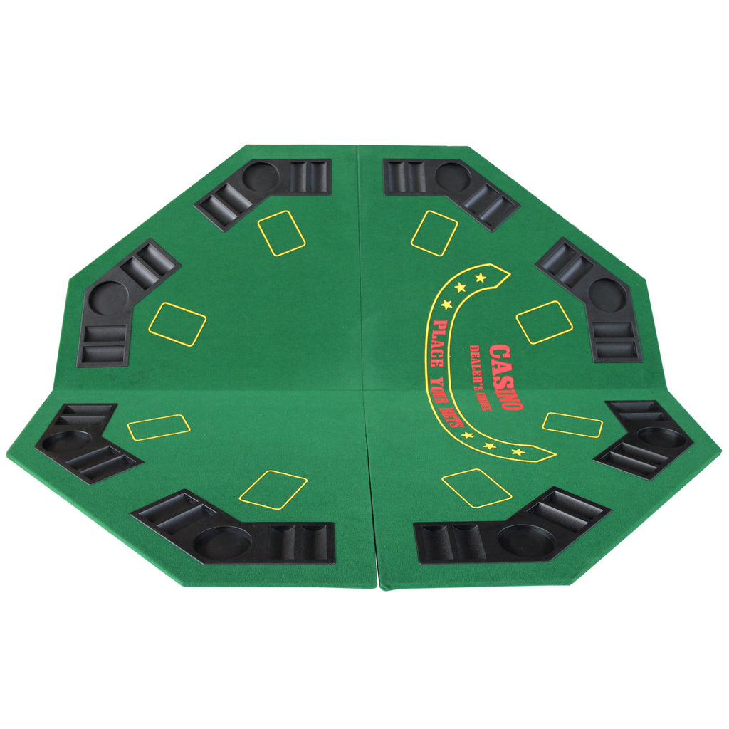 INO Design 48' Folding Poker Tabletop for 8-Player Texas Holdem Octagon Casino Game Portable Layout Mat Green - Grand Goldman
