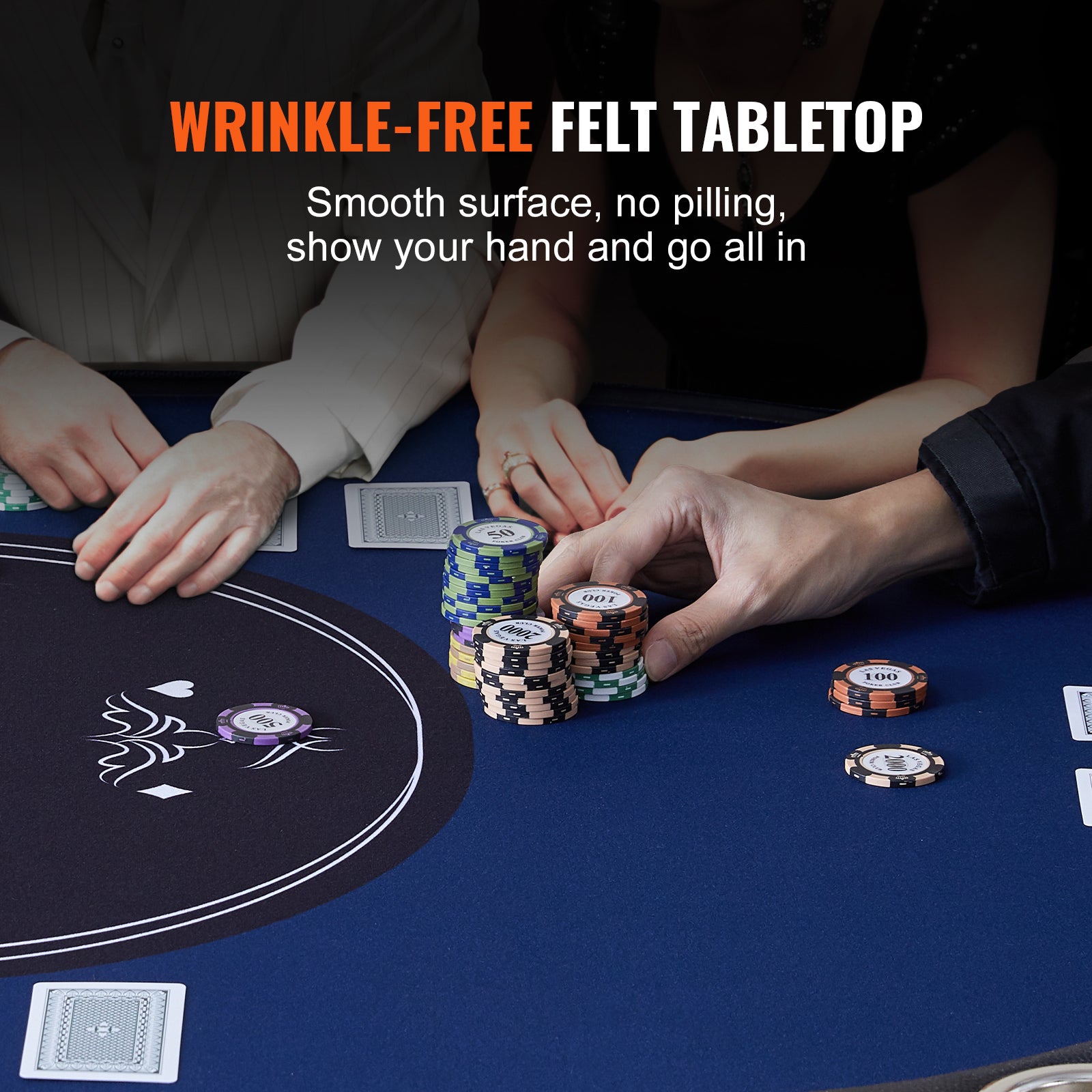 10 Player Foldable Poker Table, Blackjack Texas Holdem Poker Table with Padded Rails and Stainless Steel Cup Holders, Portabl
