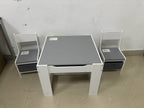 Kids Table and Chair Set, 3 in 1 Wooden Activity Table with Storage Drawer for Toddlers Drawing, Reading, Crafts, 2 in 1 Deta