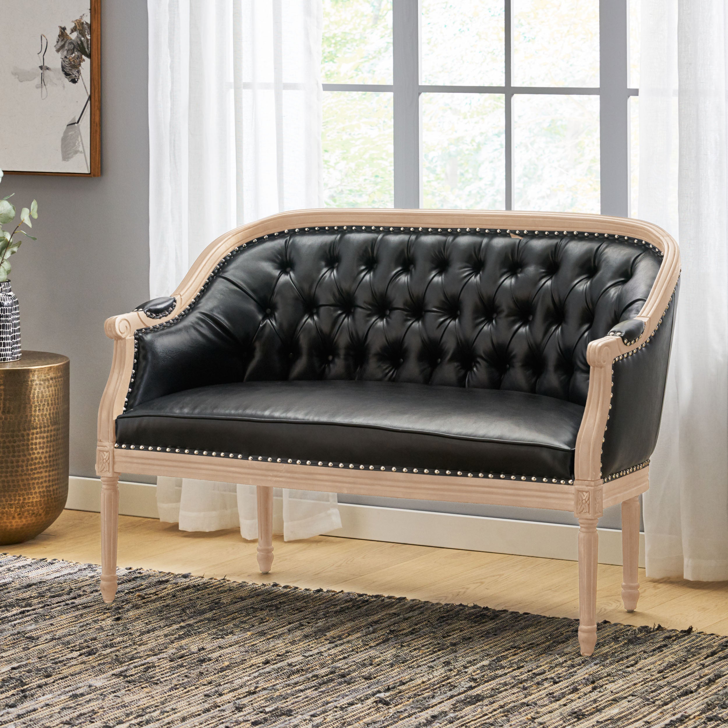 French Country Chesterfield Style Tufted Loveseat - Grand Goldman Shop