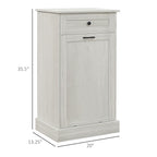 HOMCOM Kitchen Tilt Out Trash Bin Cabinet Free Standing Recycling Cabinet Trash Can Holder With Drawer, Light Gray - Grand Goldman Shop