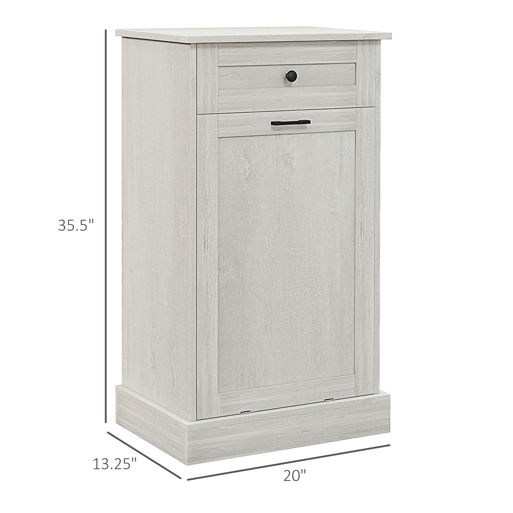 HOMCOM Kitchen Tilt Out Trash Bin Cabinet Free Standing Recycling Cabinet Trash Can Holder With Drawer, Light Gray - Grand Goldman Shop