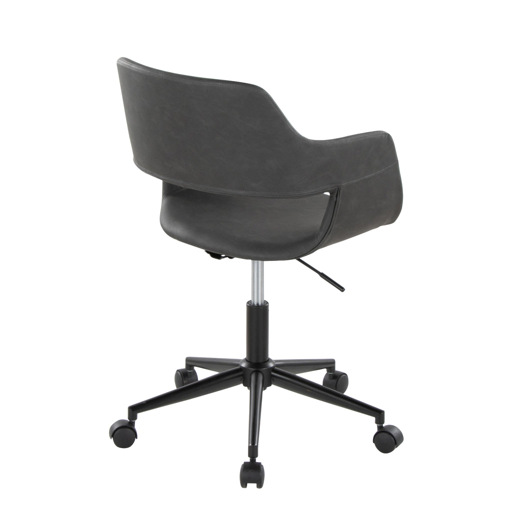 Contemporary Task Chair in Black Metal and Grey Faux Leather | Premium Home Decor - Grand Goldman