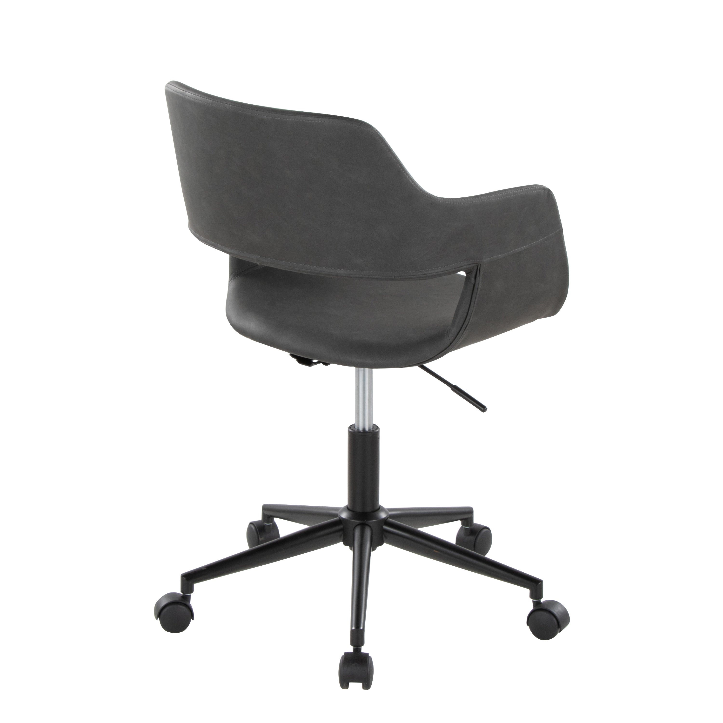 Contemporary Task Chair in Black Metal and Grey Faux Leather | Premium Home Decor - Grand Goldman