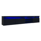 Unique Design TV Stand with 2 Glass Shelves, Ample Storage Space Media Console for TVs Up to 105', Versatile TV Cabinet with LED Color Changing Lights for Living Room, Black (OLD SKU: WF314584AAB) - Grand Goldman Shop