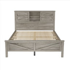3-Pieces Bedroom Sets Queen Size Farmhouse Platform Bed with Double Sliding Door Storage Headboard and Charging Station, Storage Nightstand and Dresser, Antique Gray(Old SKU HL000092AAG) - Grand Goldman Shop
