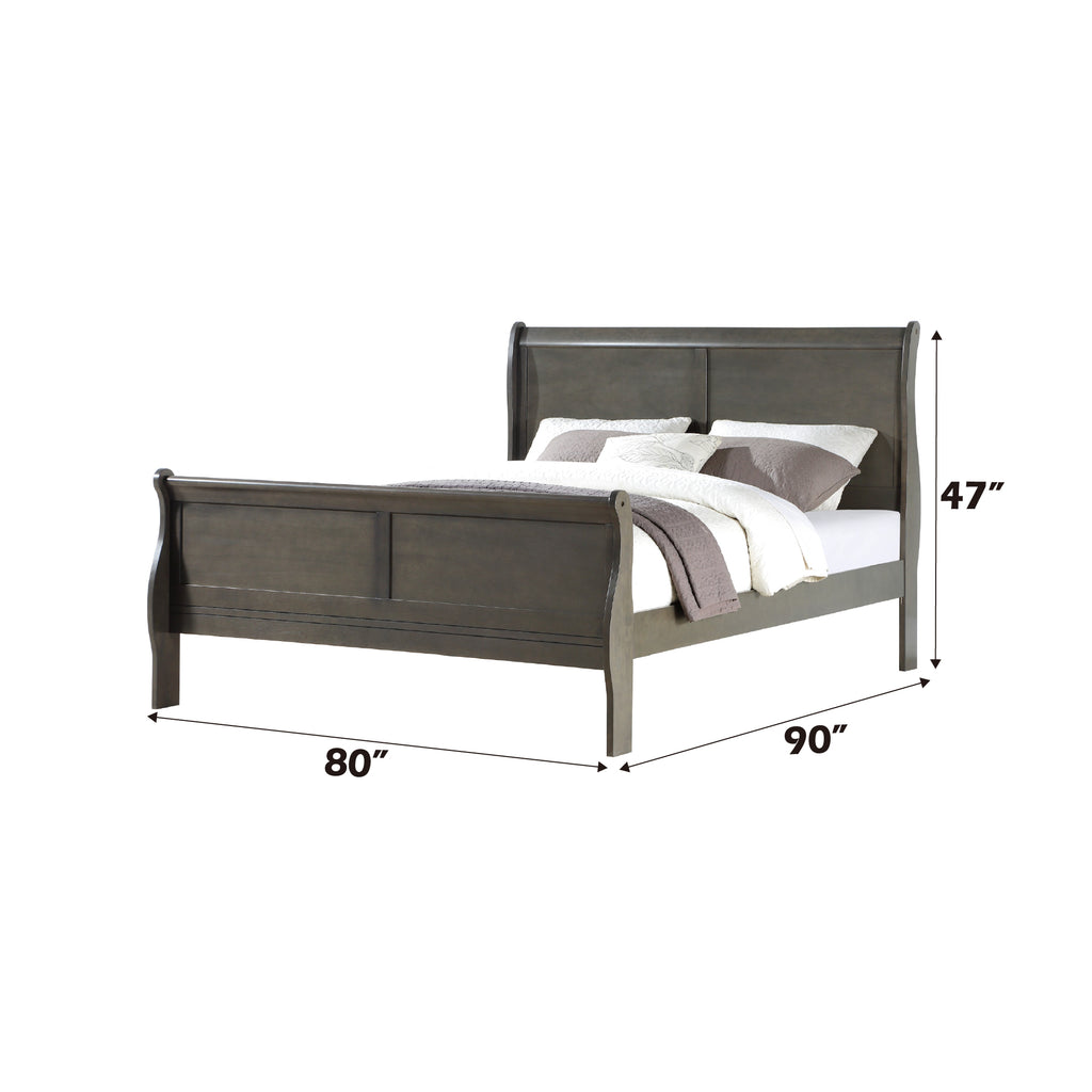 Louis Philippe Dark Gray Finish 4 PCS Bedroom Set (E. King) - Grand Goldman Shop