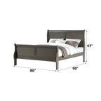Louis Philippe Dark Gray Finish 4 PCS Bedroom Set (E. King) - Grand Goldman Shop