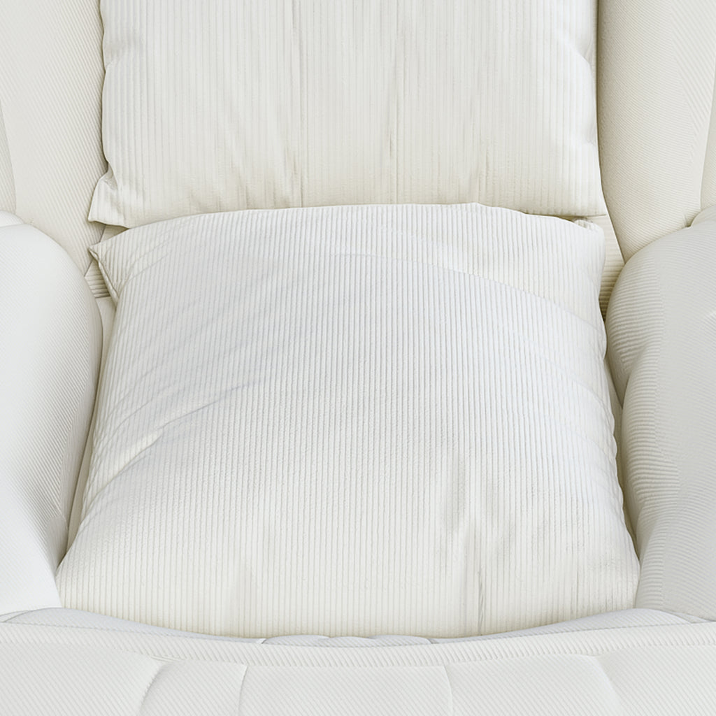 Upholstered Foldable Lazy Sofa Bed for Adults and Pets, Adjustable Recliner with 5 Positions, Off White Corduroy, 70.87 x 37.40 x 11.02 inches - Grand Goldman Shop