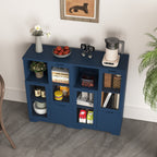 Navy Blue MDF Painted Cabinet with Glass Doors, Drawer, and Open Storage Space for Bedroom and Living Room - Grand Goldman Shop