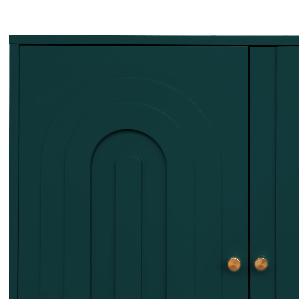 Modern Green Lacquered 4 Door Wooden Cabinet Sideboard Buffet Server Cabinet Storage Cabinet, for Living Room, Entryway, Hallway, Office, Kitchen and Dining Room - Grand Goldman Shop