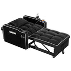 Convertible Sleeper Chair Sofa Bed with Multi-Pockets, Adjustable Pull Out Sofa for Small Spaces, Black Velvet - Grand Goldman Shop