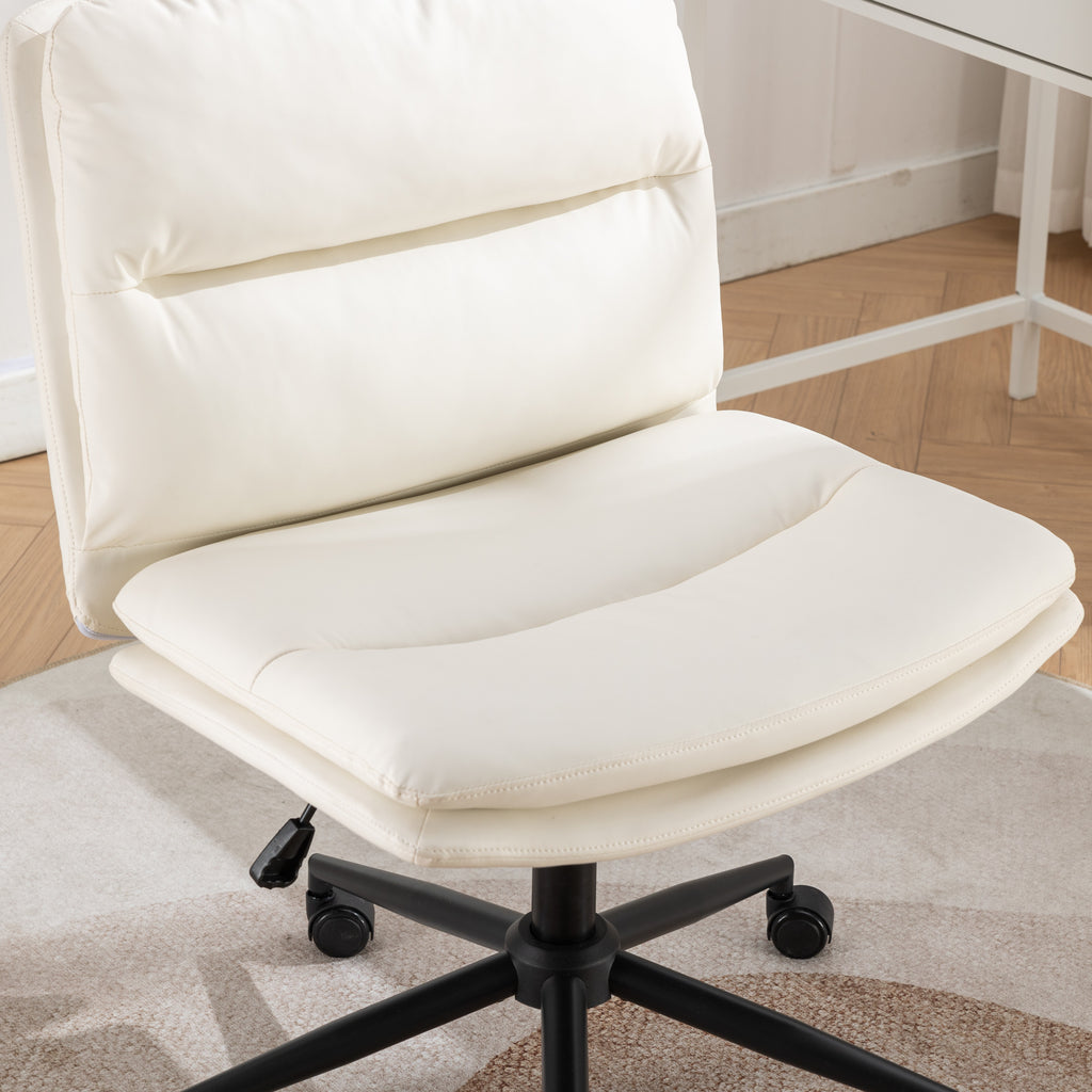Bizerte Adjustable Swivel Criss-Cross Chair, Wide Seat/ Office Chair /Vanity Chair, White - Grand Goldman