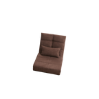 Modern Triple Fold-Down Brown Metal Frame Sofa Bed with 5 Reclining Positions and Pillow – Adjustable Upholstered Floor Couch for Gaming or Guest Room - Grand Goldman Shop