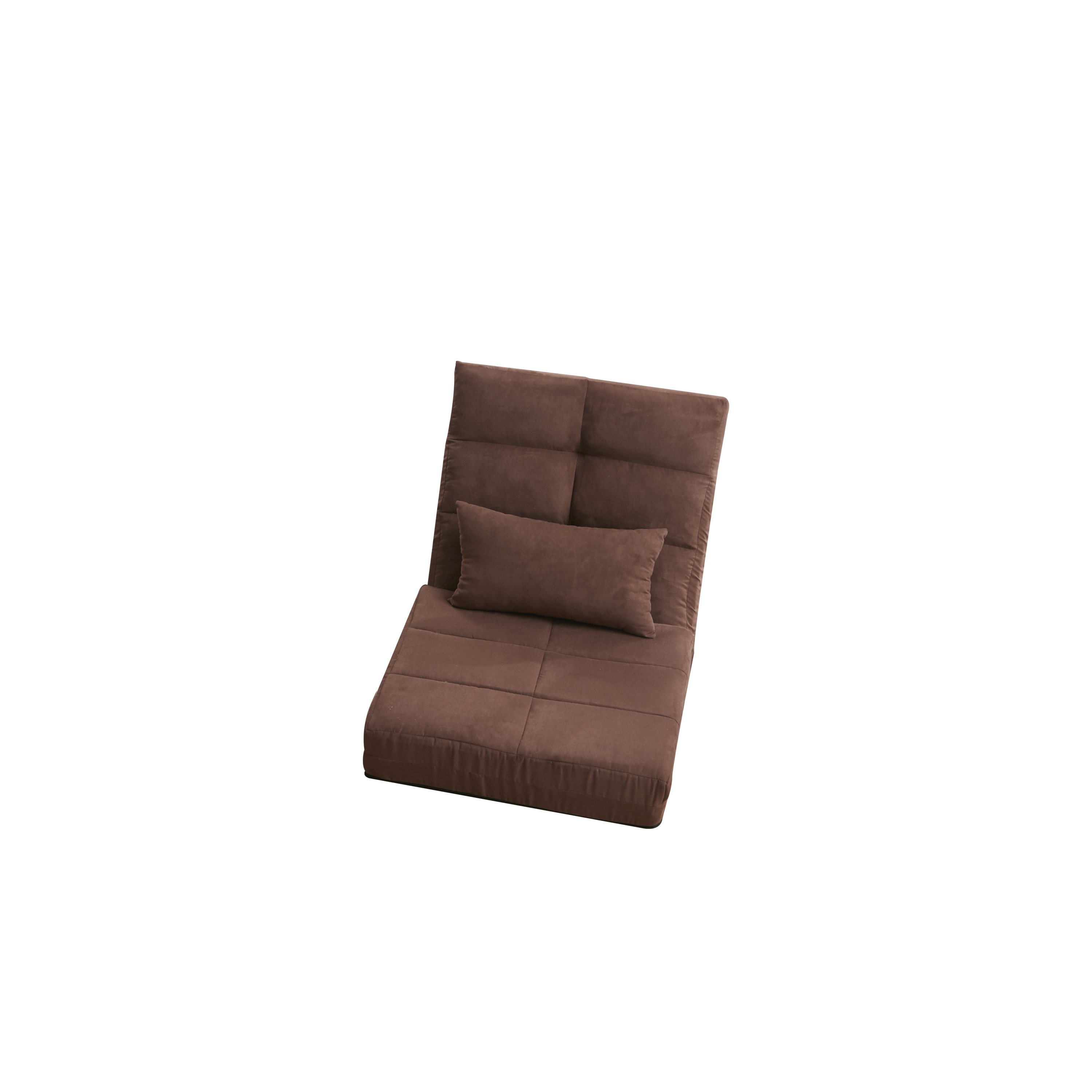 Modern Triple Fold-Down Brown Metal Frame Sofa Bed with 5 Reclining Positions and Pillow – Adjustable Upholstered Floor Couch for Gaming or Guest Room - Grand Goldman Shop
