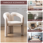 Contemporary Designed Velvet Fabric Upholstered Accent/Dining Chair /Barrel Side Chairs Kitchen Armchair for Living Room set of 2 (Beige Velvet) - Grand Goldman Shop