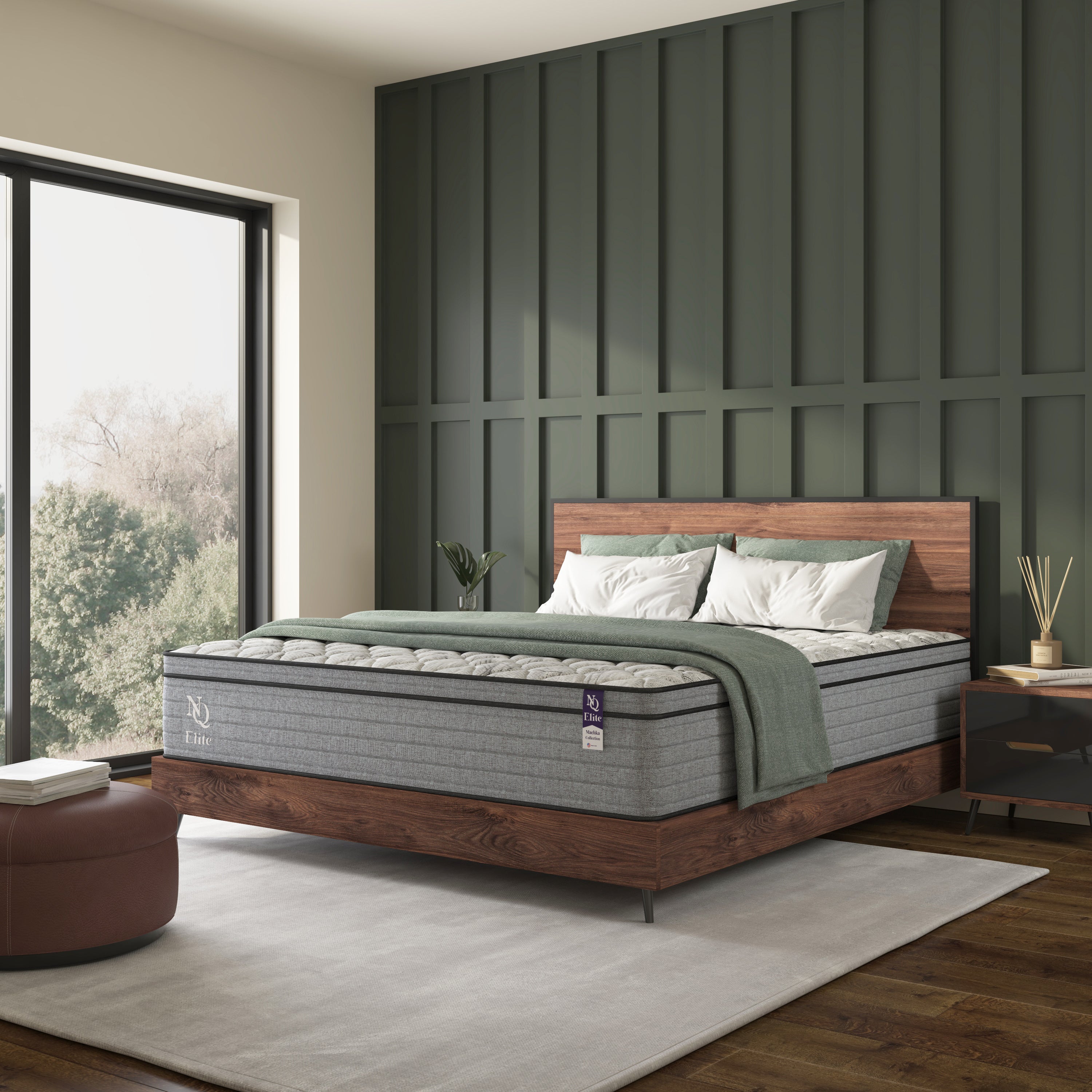NapQueen Elite Series Machka 12 Inch Full Size Cooling Gel Memory Foam Hybrid Mattress in Grey+White, Foam+Spring, Designed for Pressure Relief and Orthopedic Support - Grand Goldman Shop