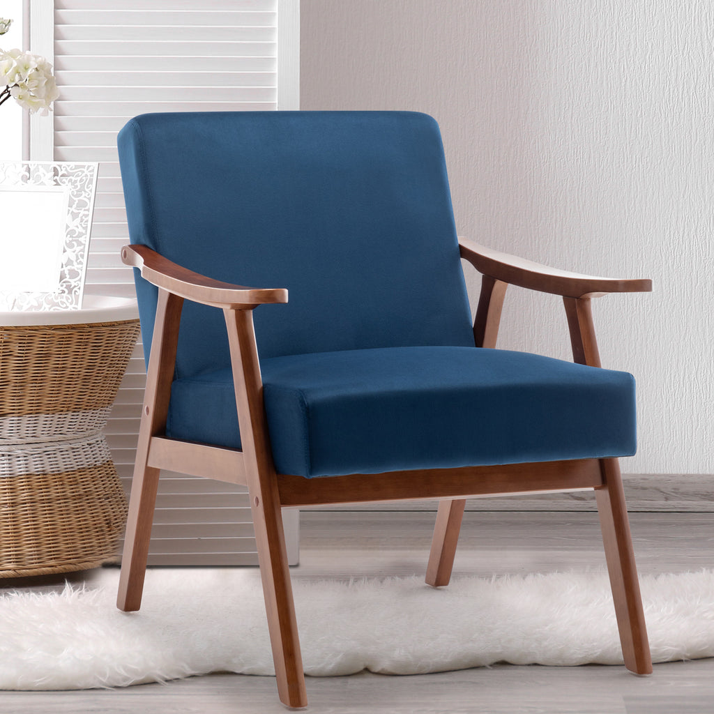 Mid-Century Modern Wingback Accent Chair with Solid Wood Frame and Extra-Thick Backrest – Lounge Chair for Living Room, Bedroom, or Reading Room - Grand Goldman Shop